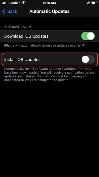 Disable automatic updates on your iPhone