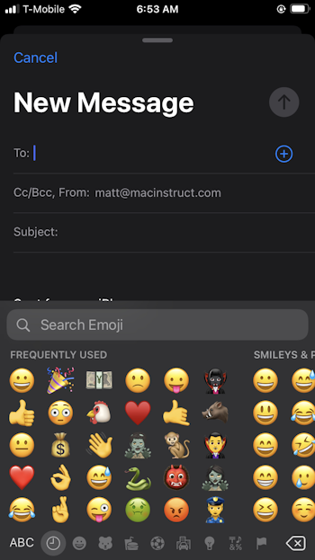 Using emoji on iPhone