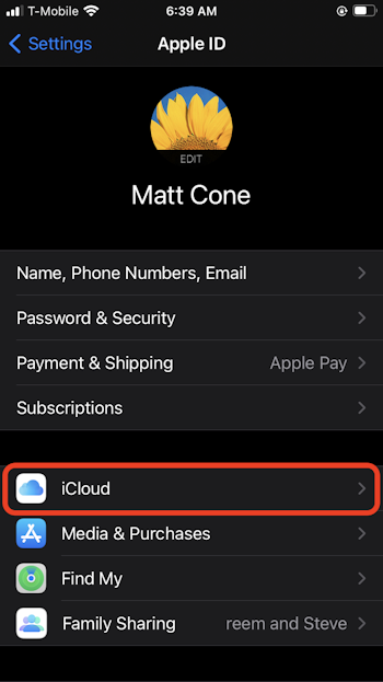 iOS personal settings