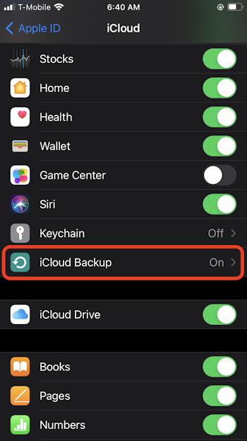 Backing up iPhone to iCloud