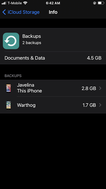 Managing iCloud backups