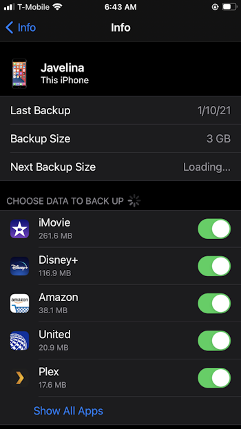 Managing iCloud backups