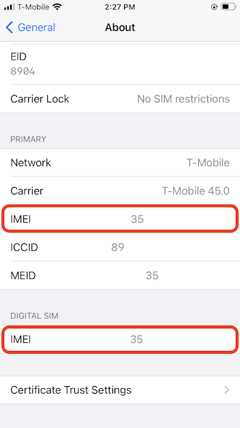 Find iPhone IMEI