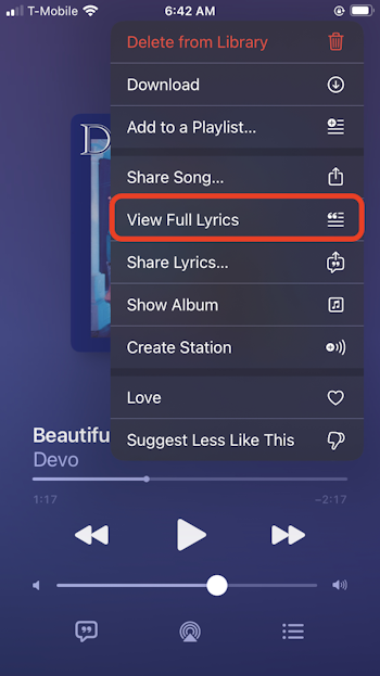 View lyrics in Apple Music on iPhone