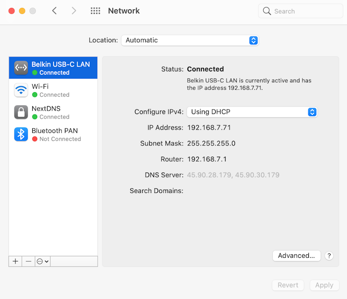 Mac network system settings