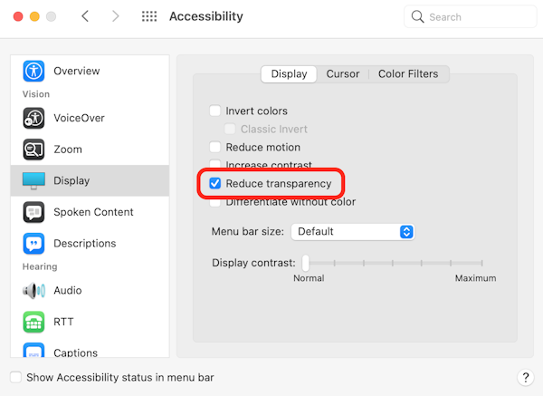 Reduce Mac Menu Bar transparency