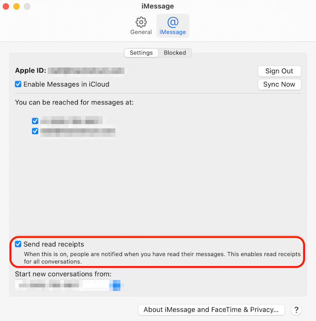 Turn off read receipts on your Mac