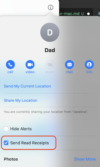 Turn off read receipts on your Mac