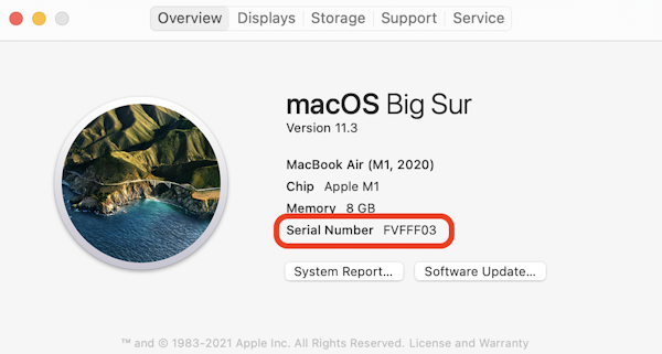 Find Mac serial number