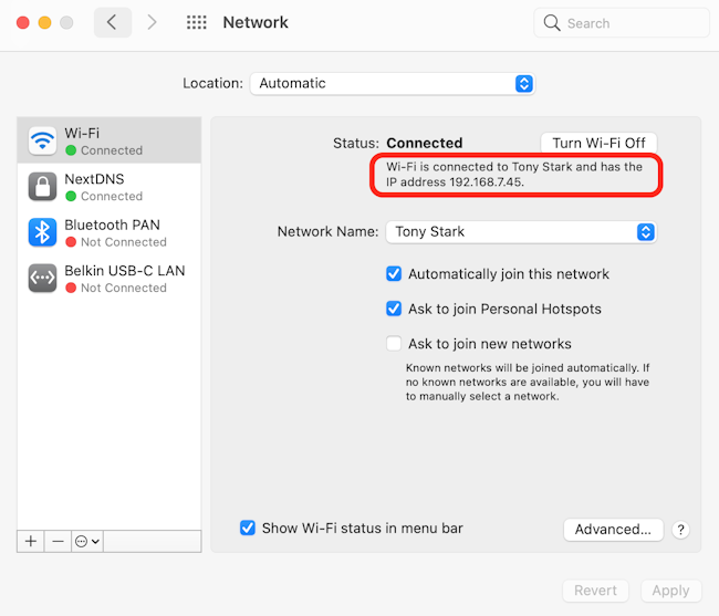 Mac network settings