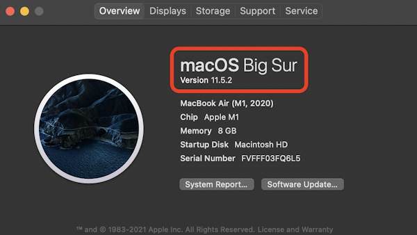 Check which version of macOS your Mac is using
