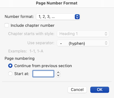 Adding page numbers to a Microsoft Word document on your Mac.