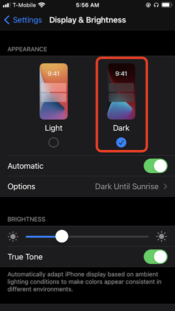 Using dark mode on your iPhone