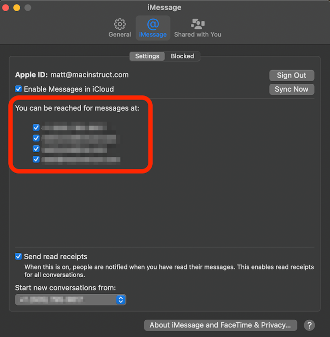 Use your phone number for iMessage on Mac