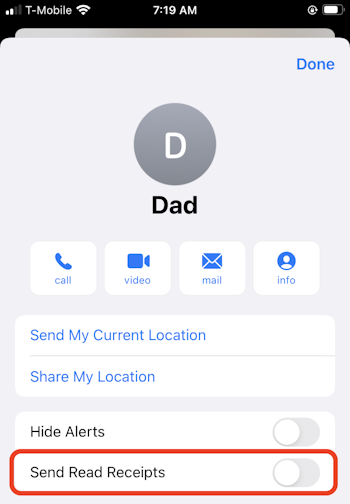 Turn off read receipts on your iPhone