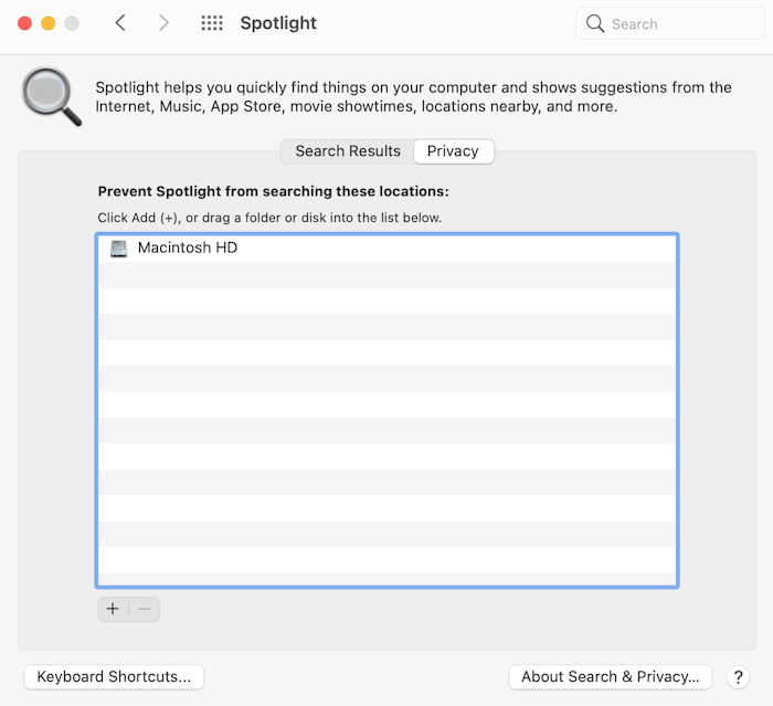 Manually Rebuild Spotlight Index on Mac