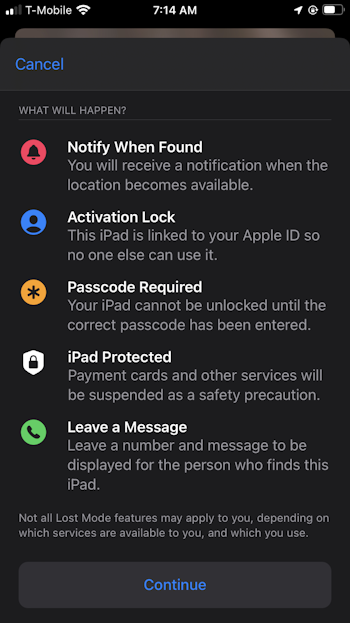 Remotely lock your iPad