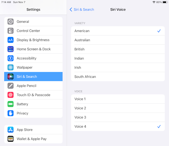 Change Siri voice on an iPad