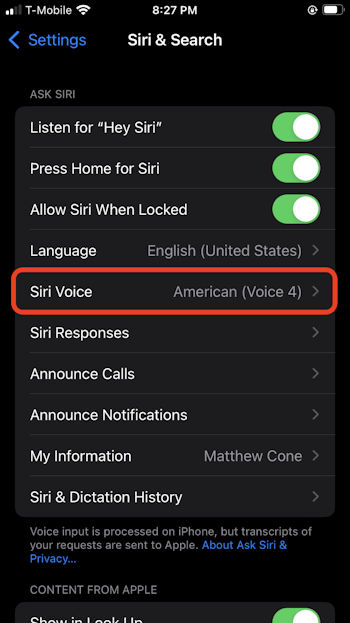 Change Siri voice on an iPhone