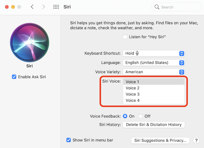 Change Siri&rsquo;s voice on a Mac