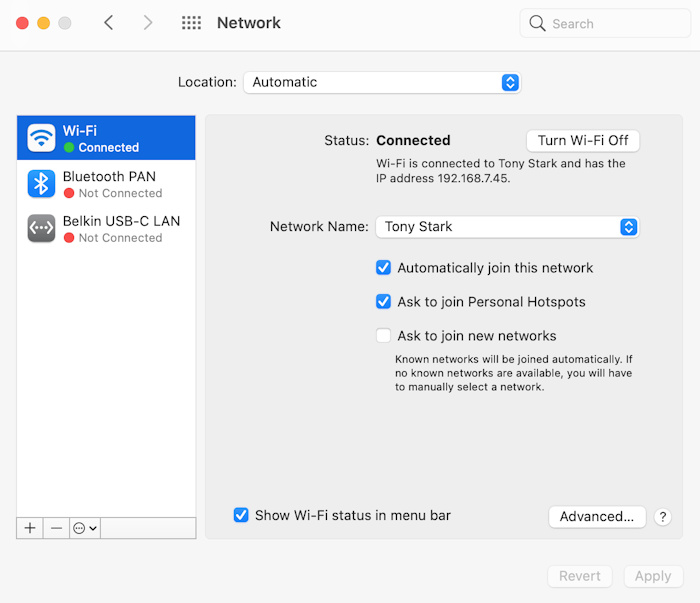 Mac network system settings