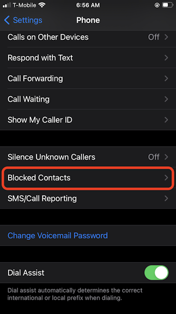 Unblock iPhone caller