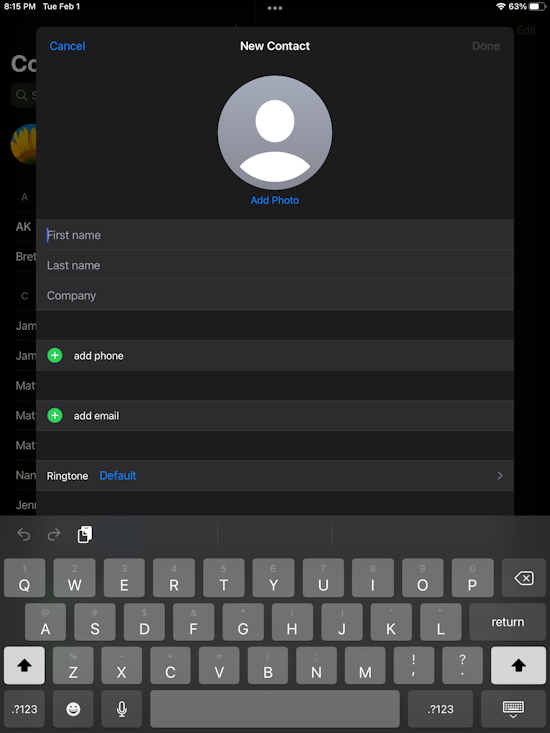 Add contact to iPhone