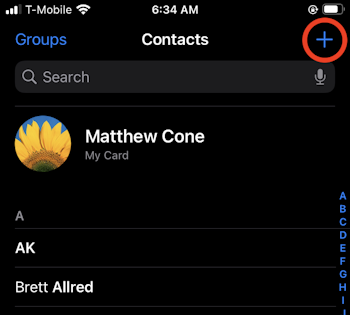 Add contact to iPhone