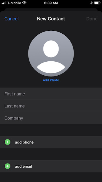 Add contact to iPhone