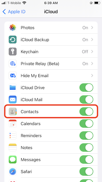 Sync Contacts using iCloud