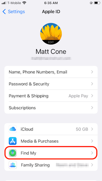 Enable Find My iPhone on your iPhone