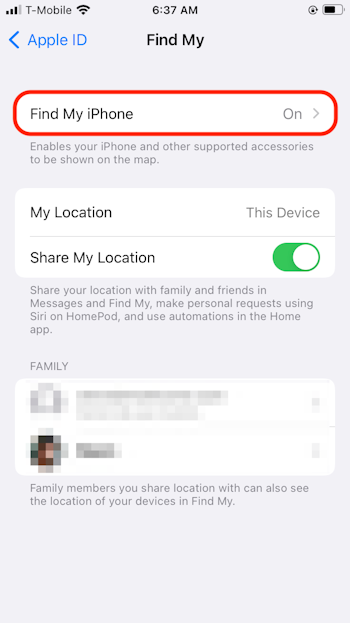 Enable Find My iPhone on your iPhone