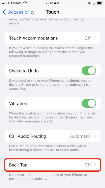 iPhone accessibility settings