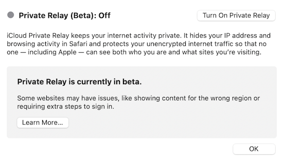 Enable Private Relay on your Mac