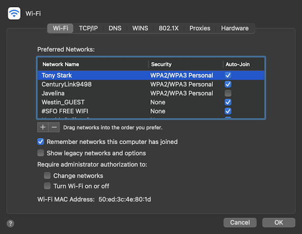 Prioritizing Mac Wi-Fi networks