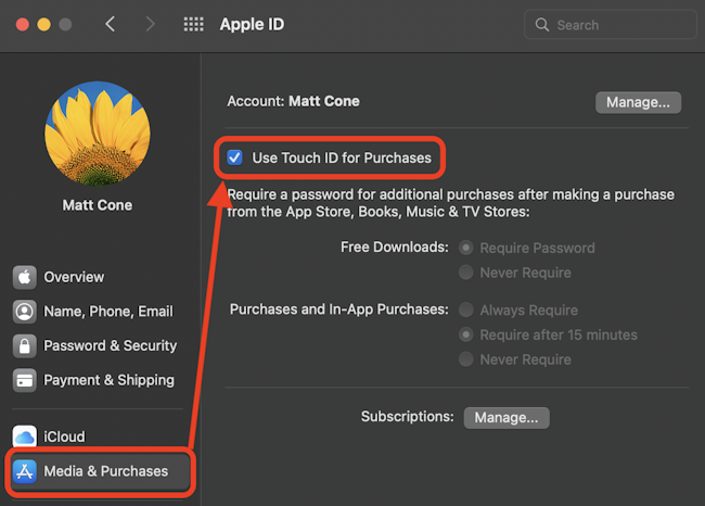 Enabling Apple Touch ID for purchases on your Mac