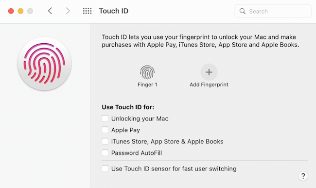 Disabling Touch ID on a Mac