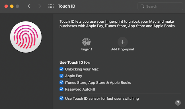 Enabling Touch ID on a Mac