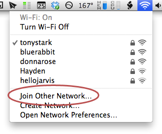 Joining a Wi-Fi network from a Mac.