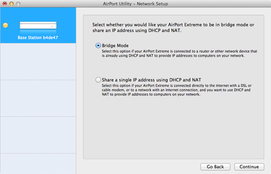 Setting up the AirPort Extreme base station