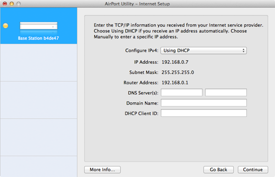 Setting up the AirPort Extreme base station