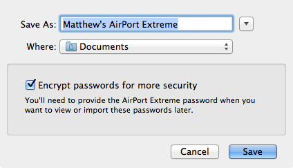 Exporting an AirPort configuration