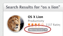 Mac App Store showing that an application has already been downloaded