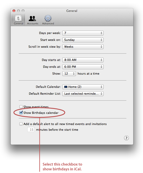 Displaying birthdays on your Mac&rsquo;s calendar