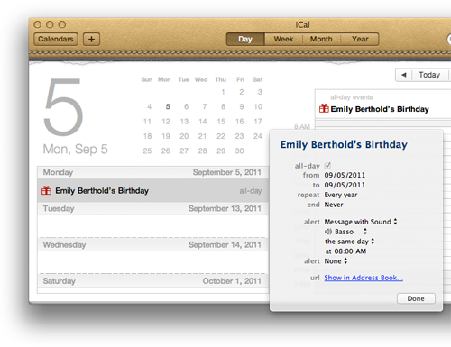 Viewing birthday on your Mac&rsquo;s calendar