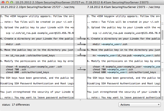 Viewing the diff of Dropbox file versions