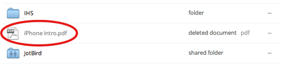 Deleted files in Dropbox