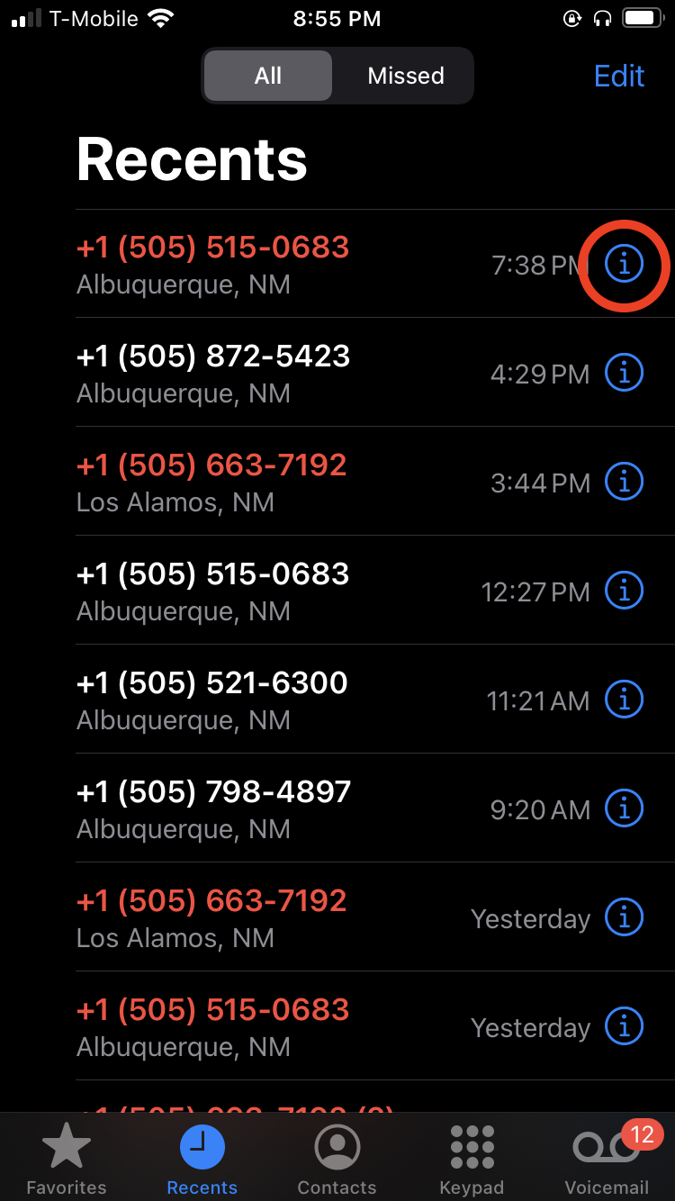 Blocking a phone number on your iPhone