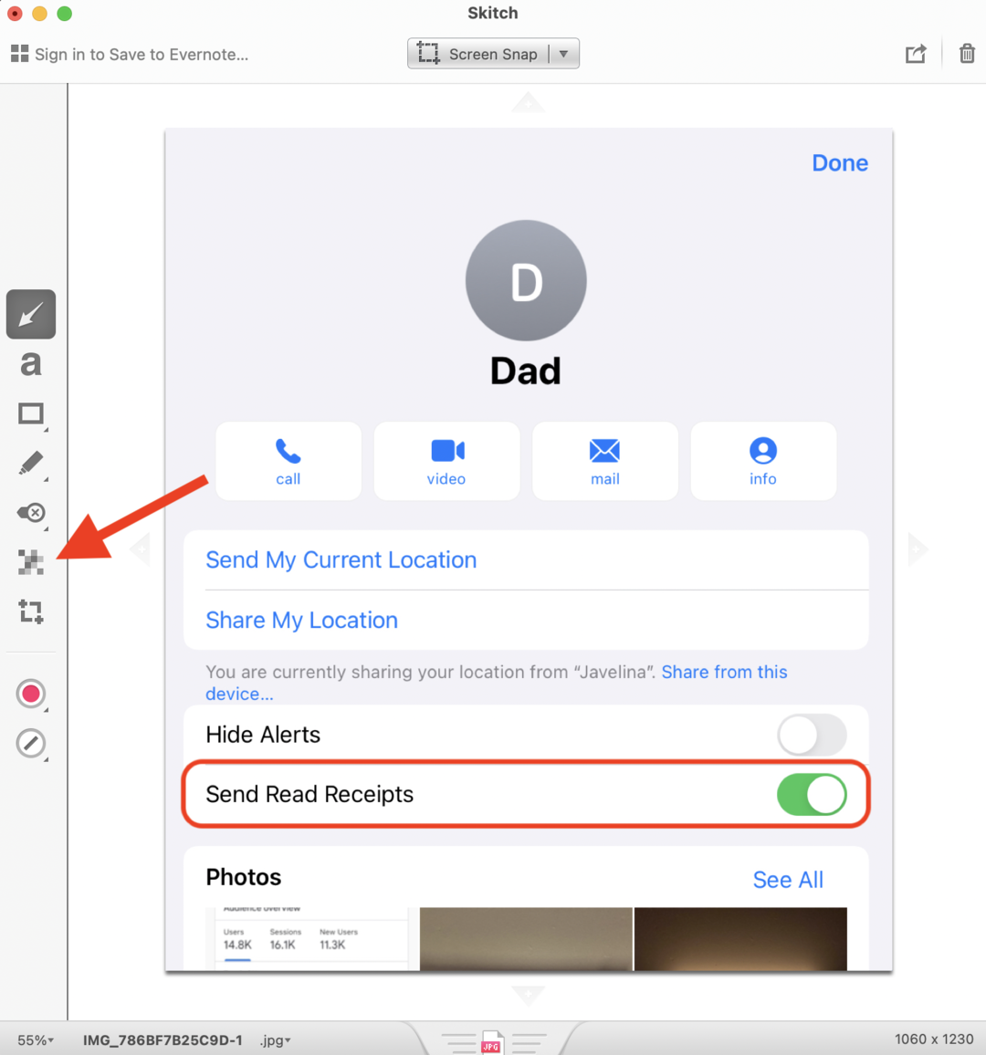 Blur out private information in screenshots