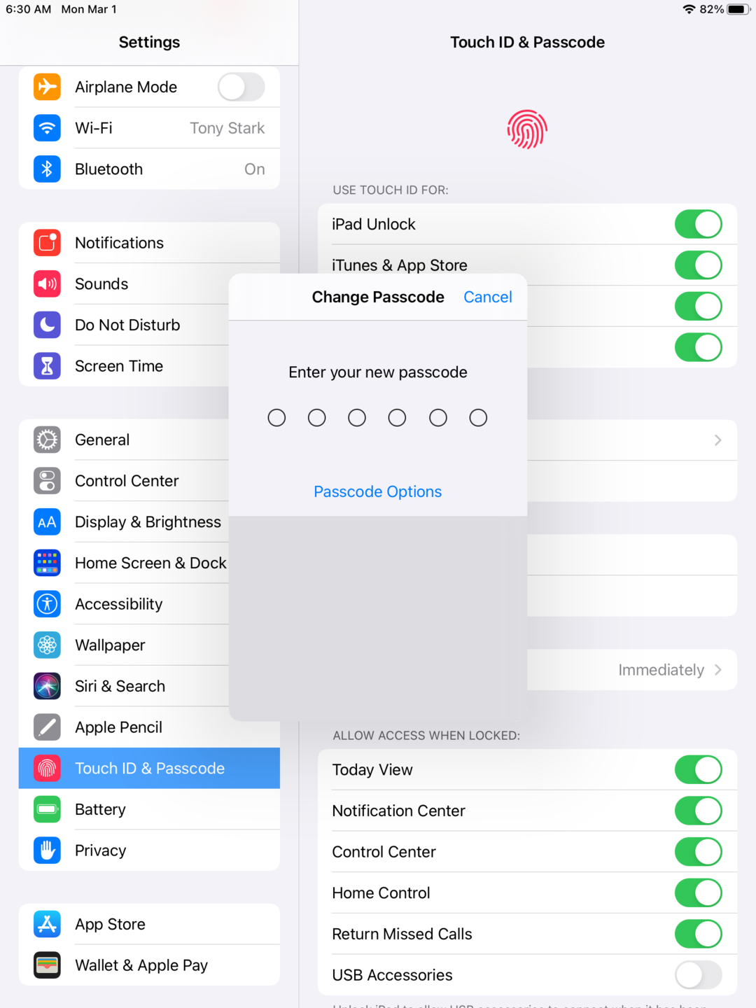 Change iPad passcode